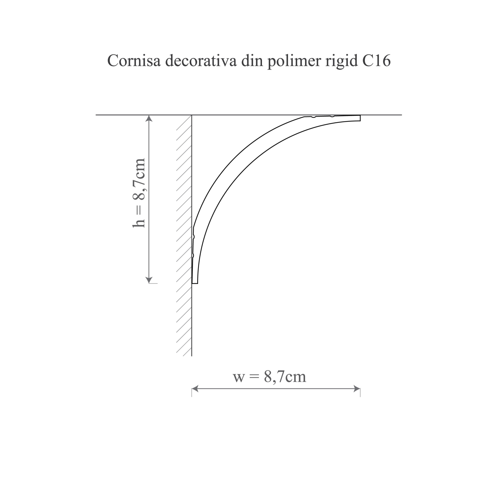 Cornisa decorativa din polimer rigid C16 - 8.7x8.7x200 cm