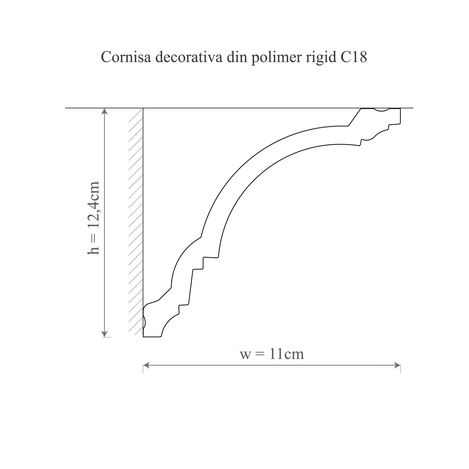 Cornisa decorativa din polimer rigid C18 - 11x12.4x200 cm