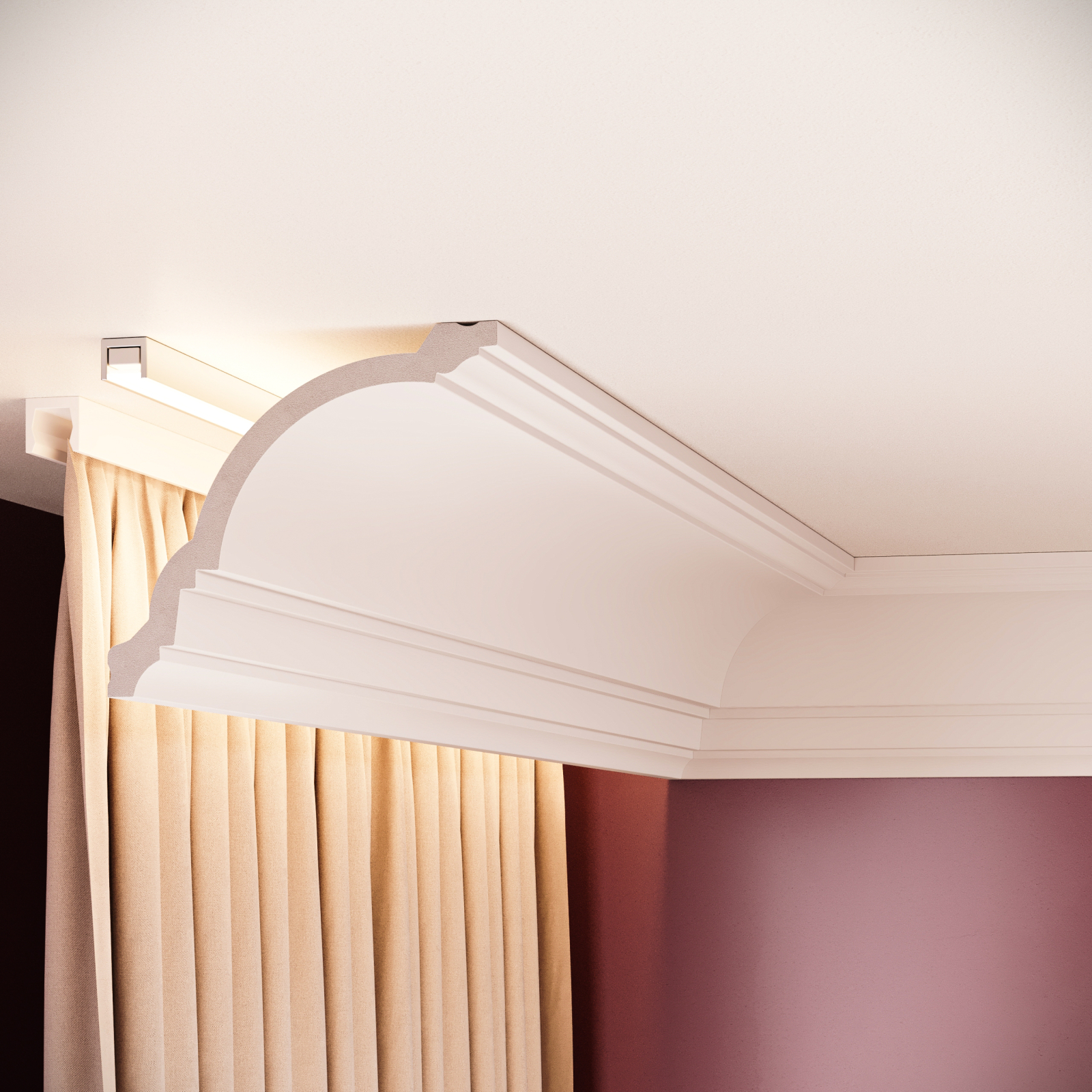 Cornisa decorativa din polimer rigid C18 - 11x12.4x200 cm