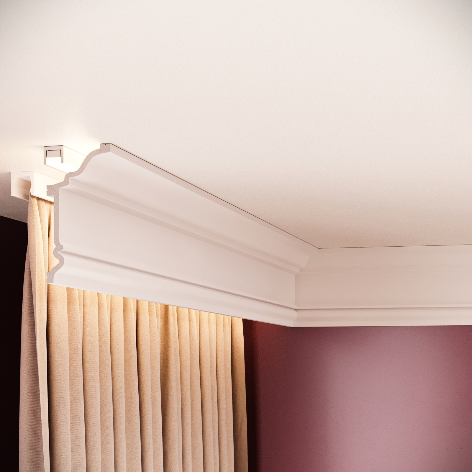 Cornisa decorativa din polimer rigid C19 - 9.7x4.8x200 cm