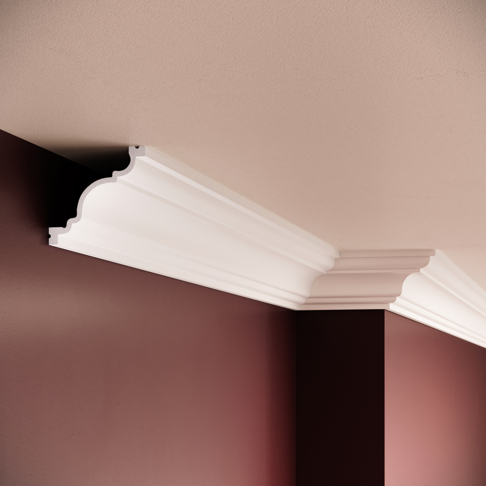 Cornisa decorativa din polimer rigid C22 - 6.5x7x200 cm