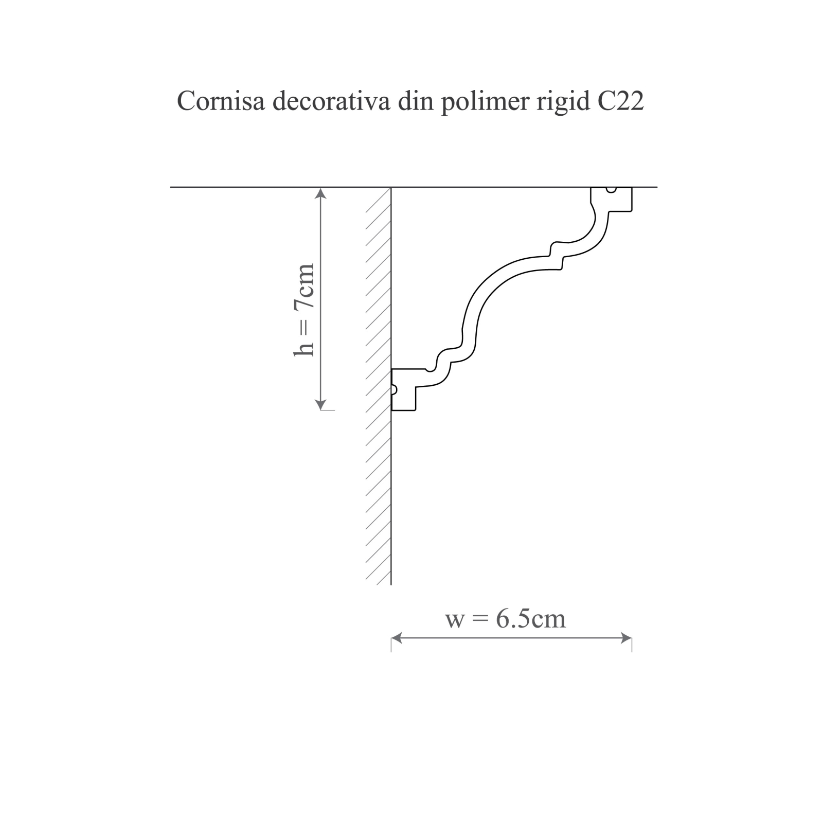 Cornisa decorativa din polimer rigid C22 - 6.5x7x200 cm