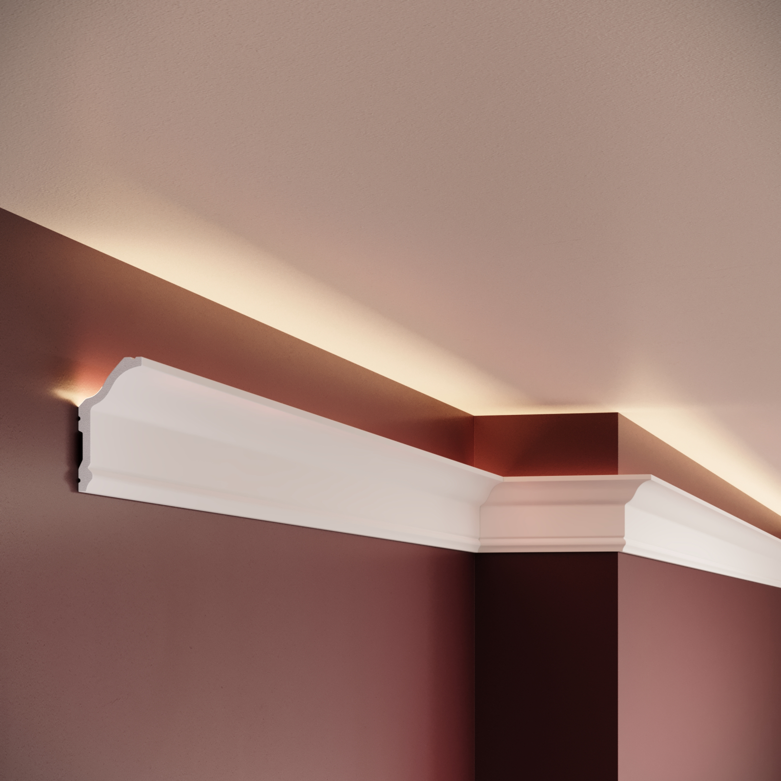 Cornisa decorativa din polimer rigid C23 - 5.7x2.9x200 cm