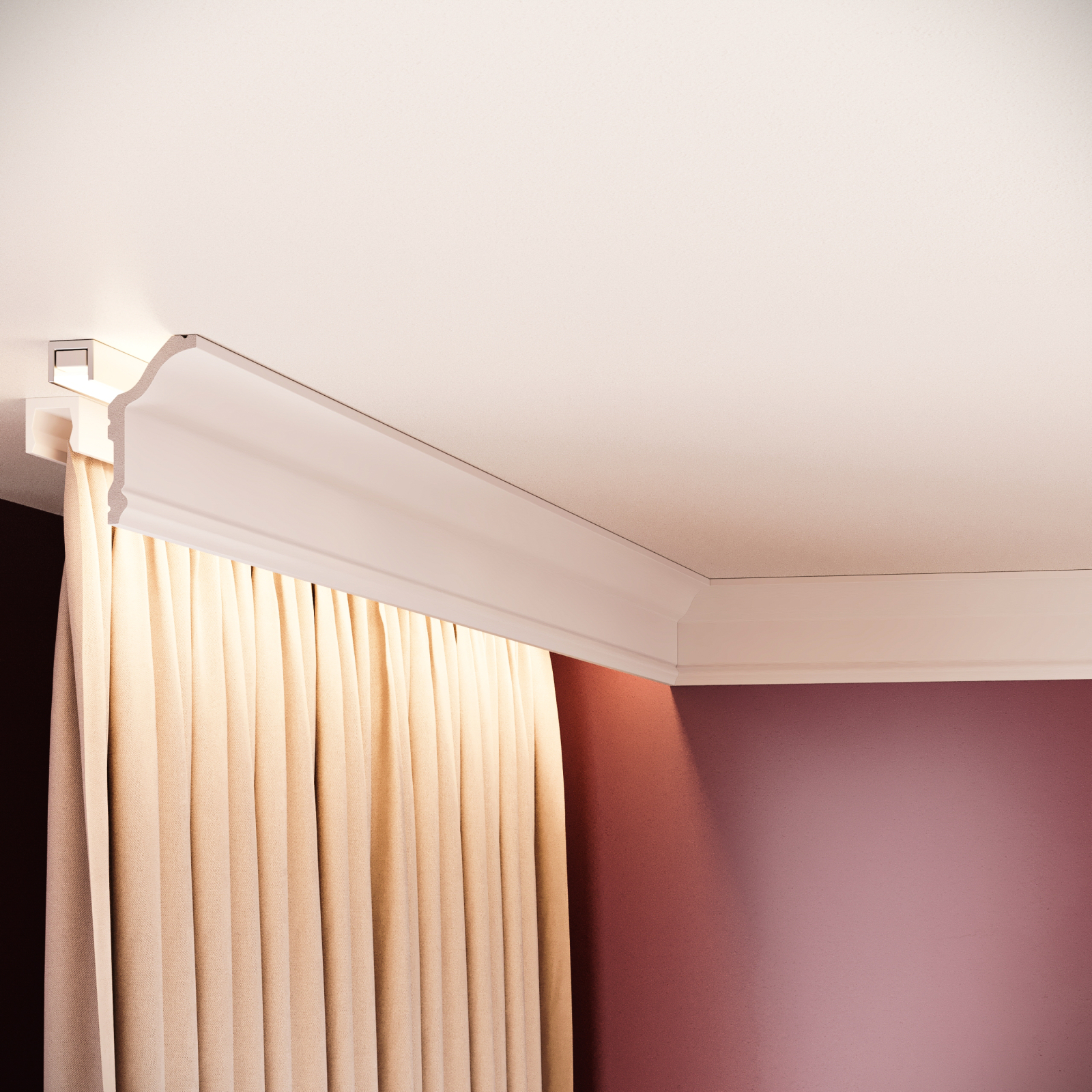 Cornisa decorativa din polimer rigid C23 - 5.7x2.9x200 cm