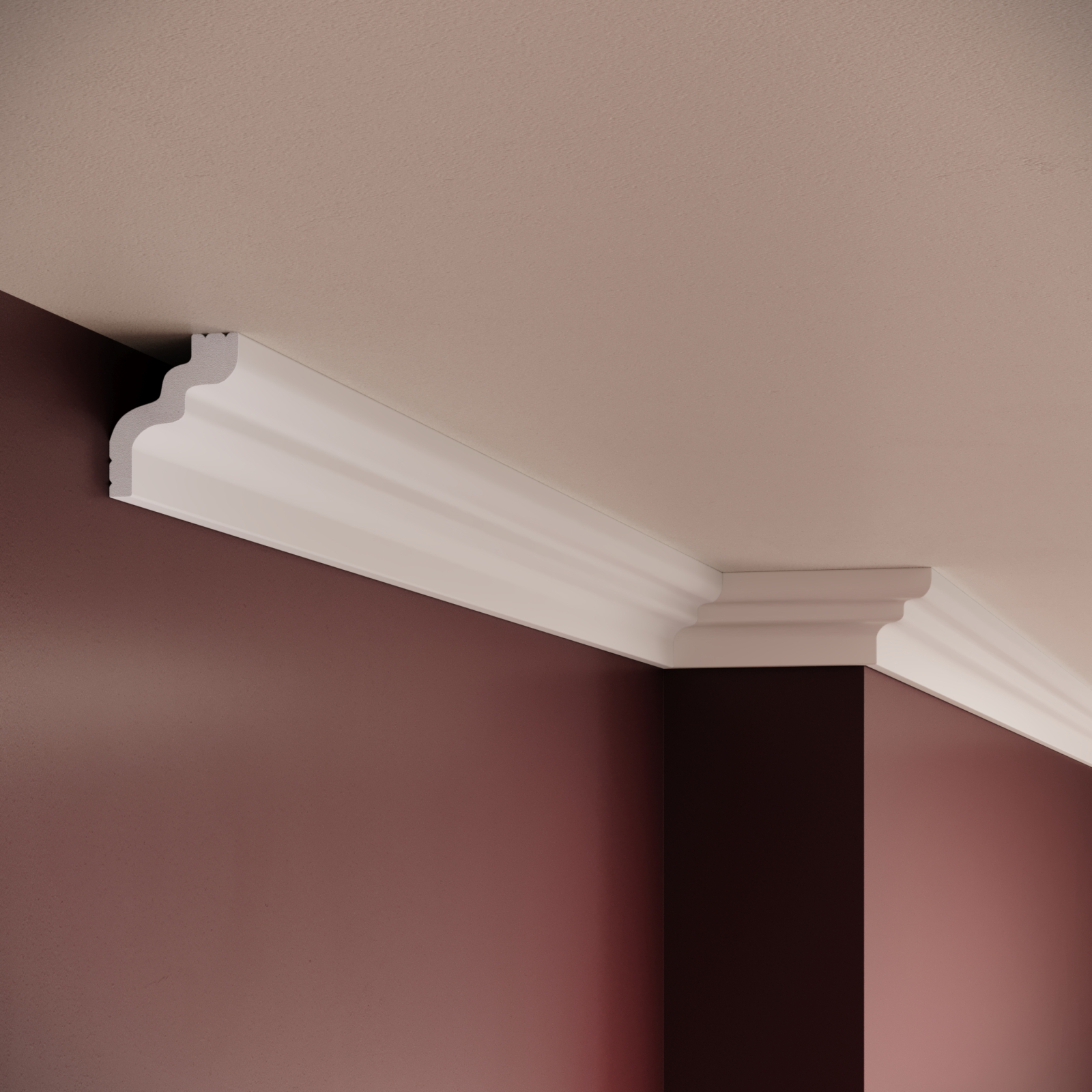 Cornisa decorativa din polimer rigid C24 - 5x4.2x200 cm