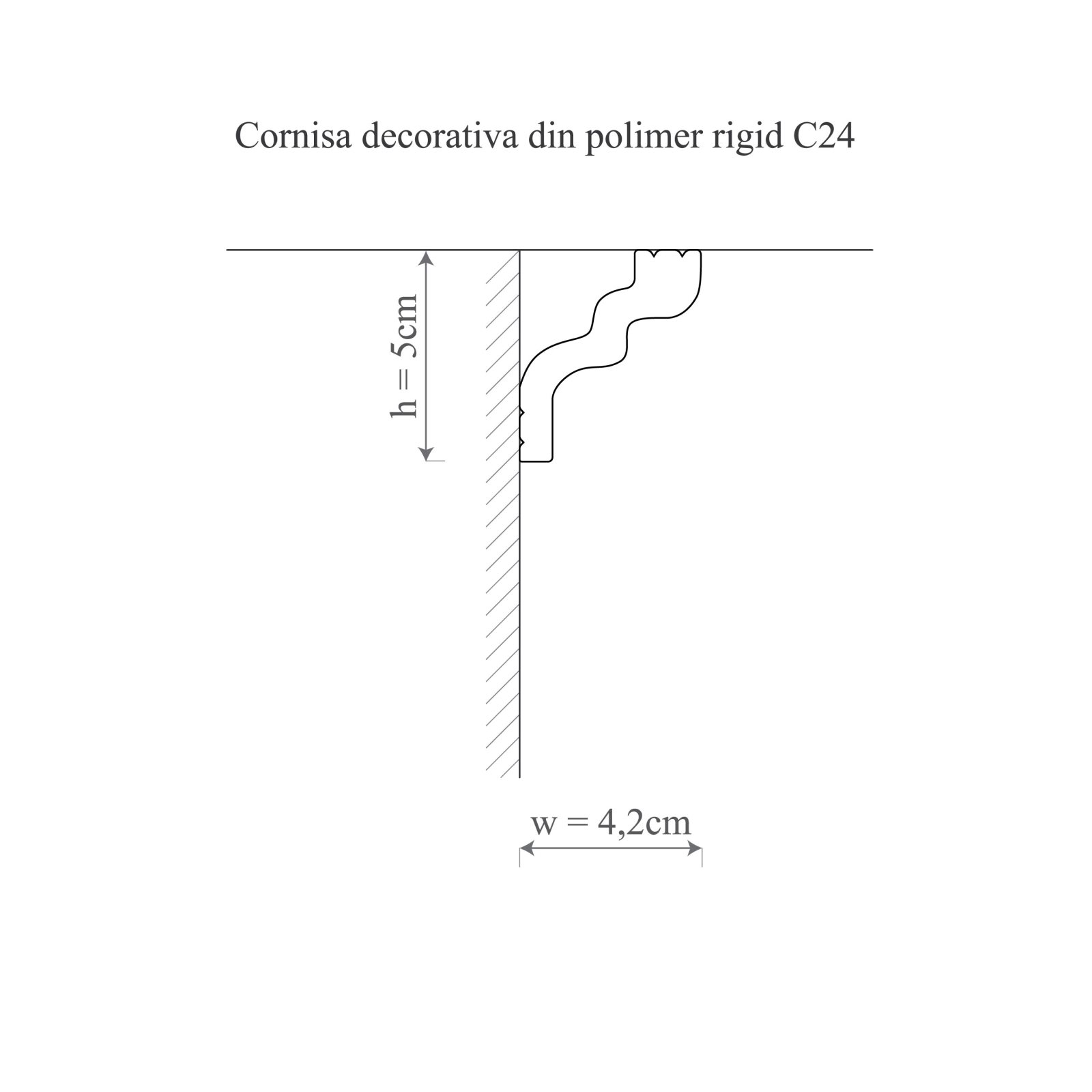 Cornisa decorativa din polimer rigid C24 - 5x4.2x200 cm