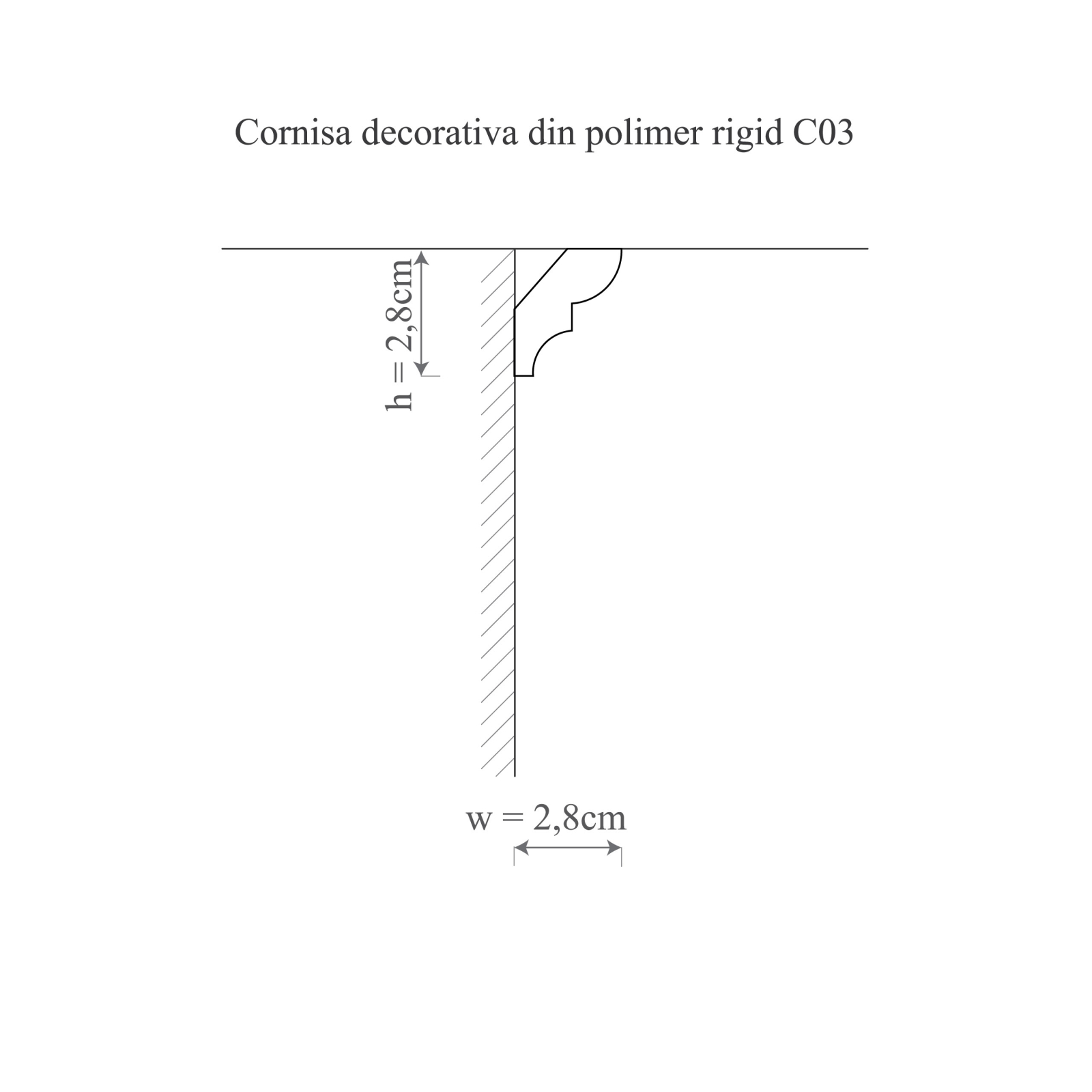 Cornisa decorativa din polimer rigid C3 - 2.8x2.8x200 cm