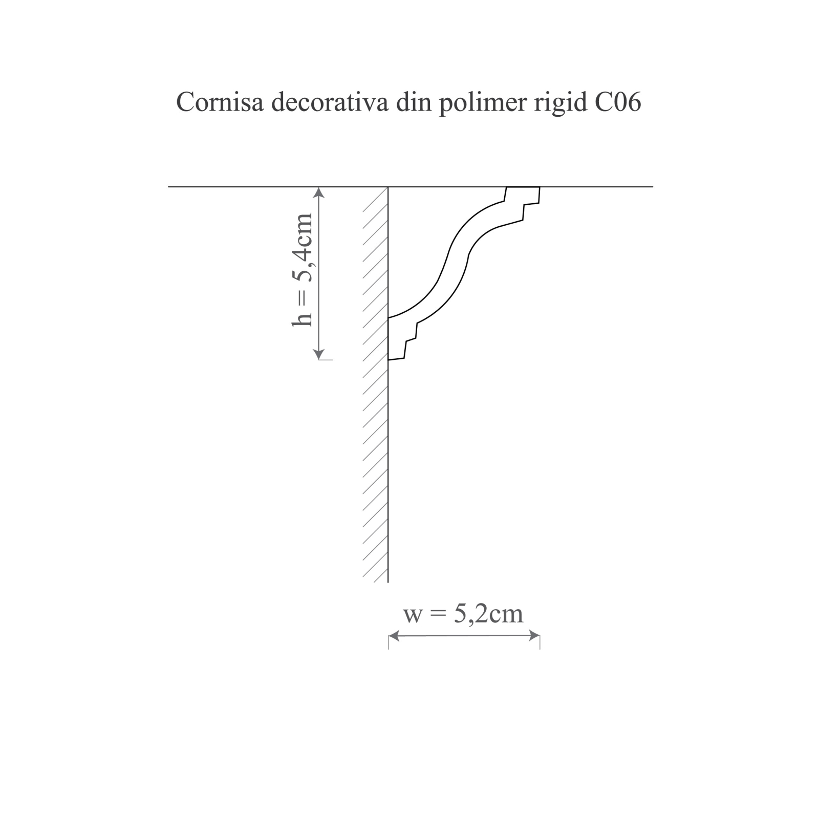 Cornisa decorativa din polimer rigid C6 - 5.4x5.2x200 cm