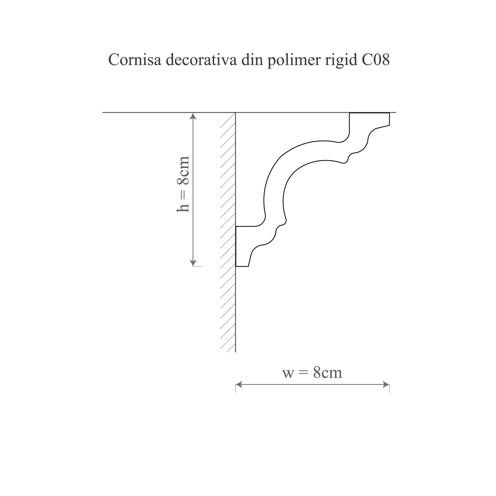Cornisa decorativa din polimer rigid C8 - 8x8x200 cm