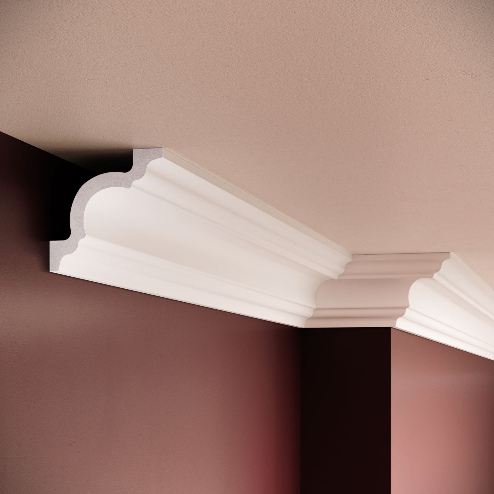 Cornisa decorativa din polimer rigid C8 - 8x8x200 cm