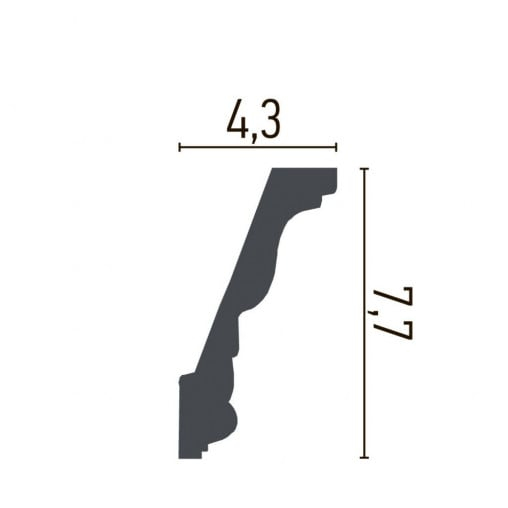 Cornisa decorativa din poliuretan C728 - 7.7x4.3x200 cm