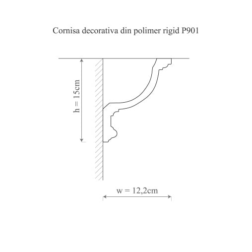 Cornisa decorativa din poliuretan P901 - 15x12.2x200 cm
