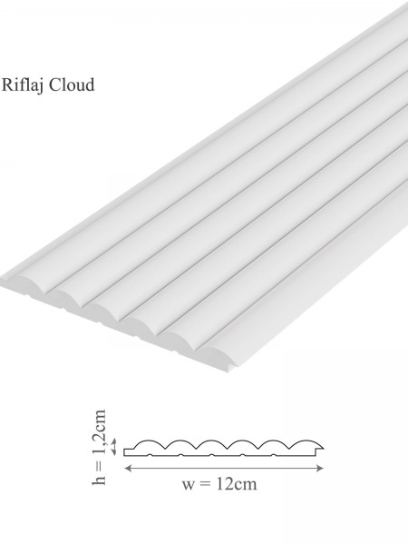Panou riflaj decorativ 3D din polimer rigid, model Cloud - 12x1.2x250 cm