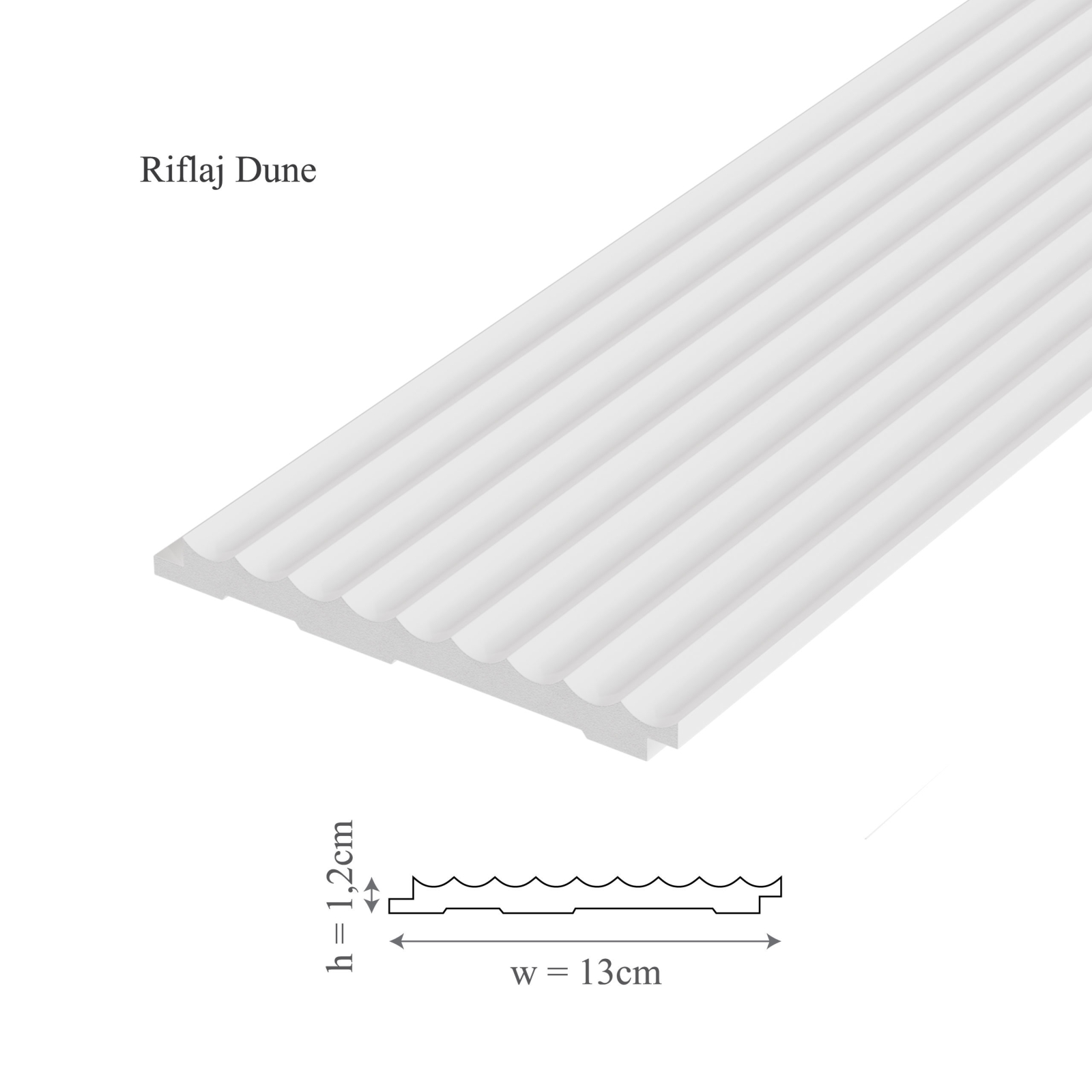 Panou riflaj decorativ 3D din polimer rigid, model Dune - 13x1.2x250 cm
