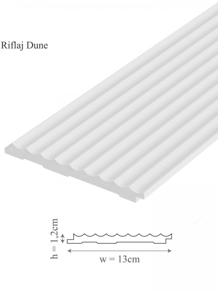 Panou riflaj decorativ 3D din polimer rigid, model Dune - 13x1.2x250 cm