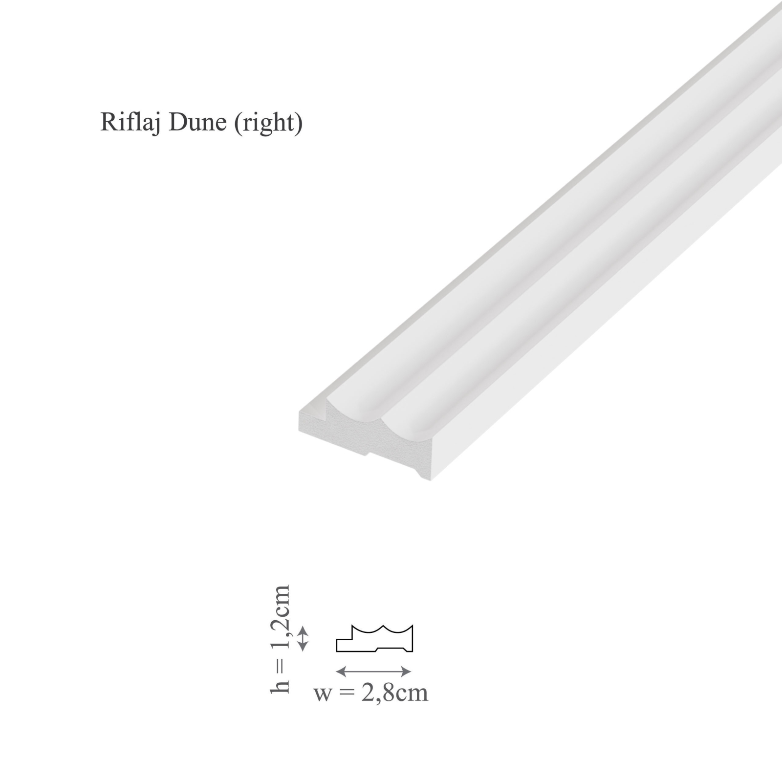 Panou riflaj decorativ 3D din polimer rigid, model Dune - 13x1.2x250 cm