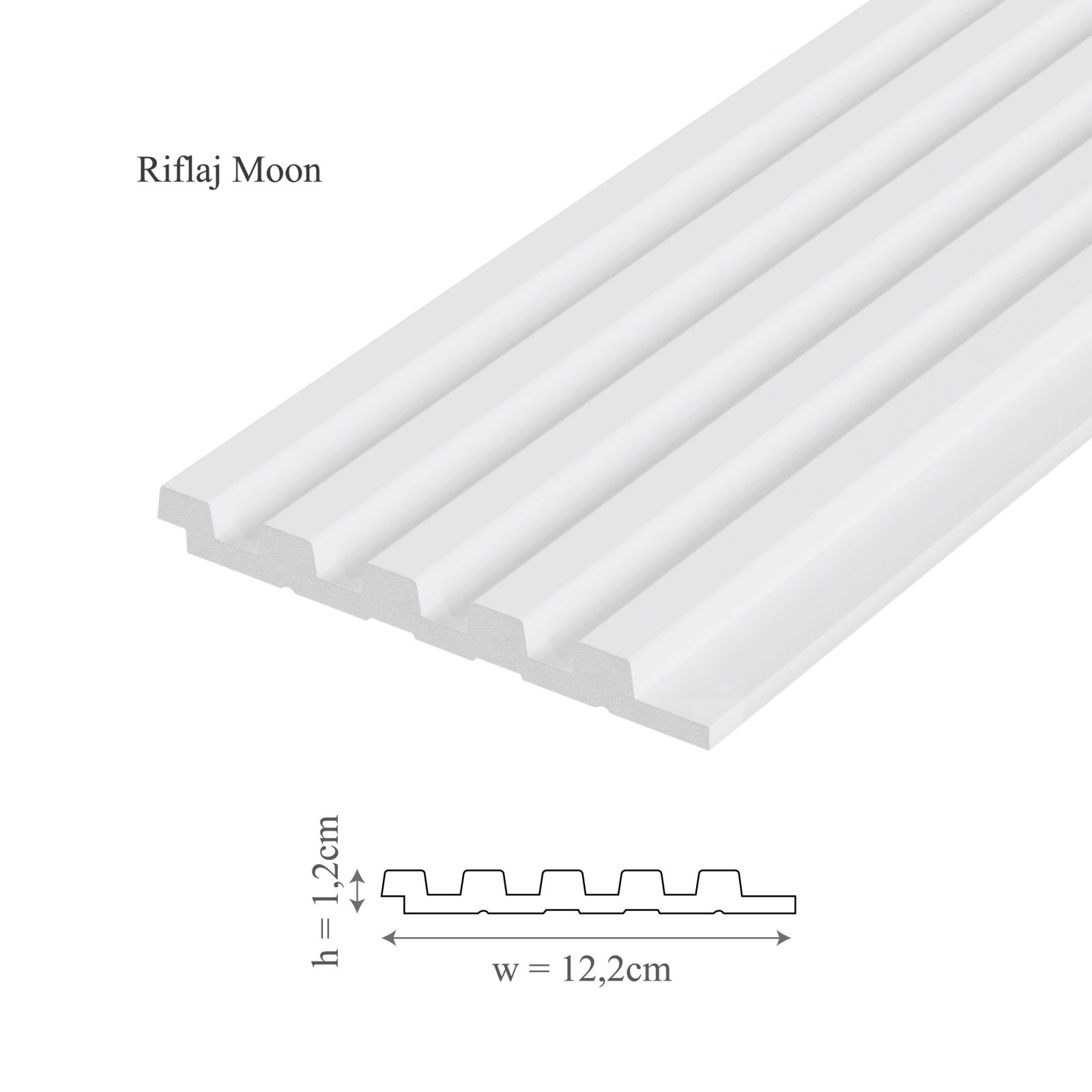 Panou riflaj decorativ 3D din polimer rigid, model Moon - 12.2x1.2x250 cm