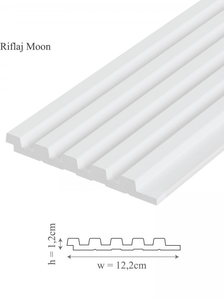 Panou riflaj decorativ 3D din polimer rigid, model Moon - 12.2x1.2x270 cm