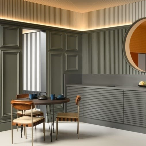 Panou riflaj decorativ 3D din polimer rigid, model Steps - 12x2.1x270 cm