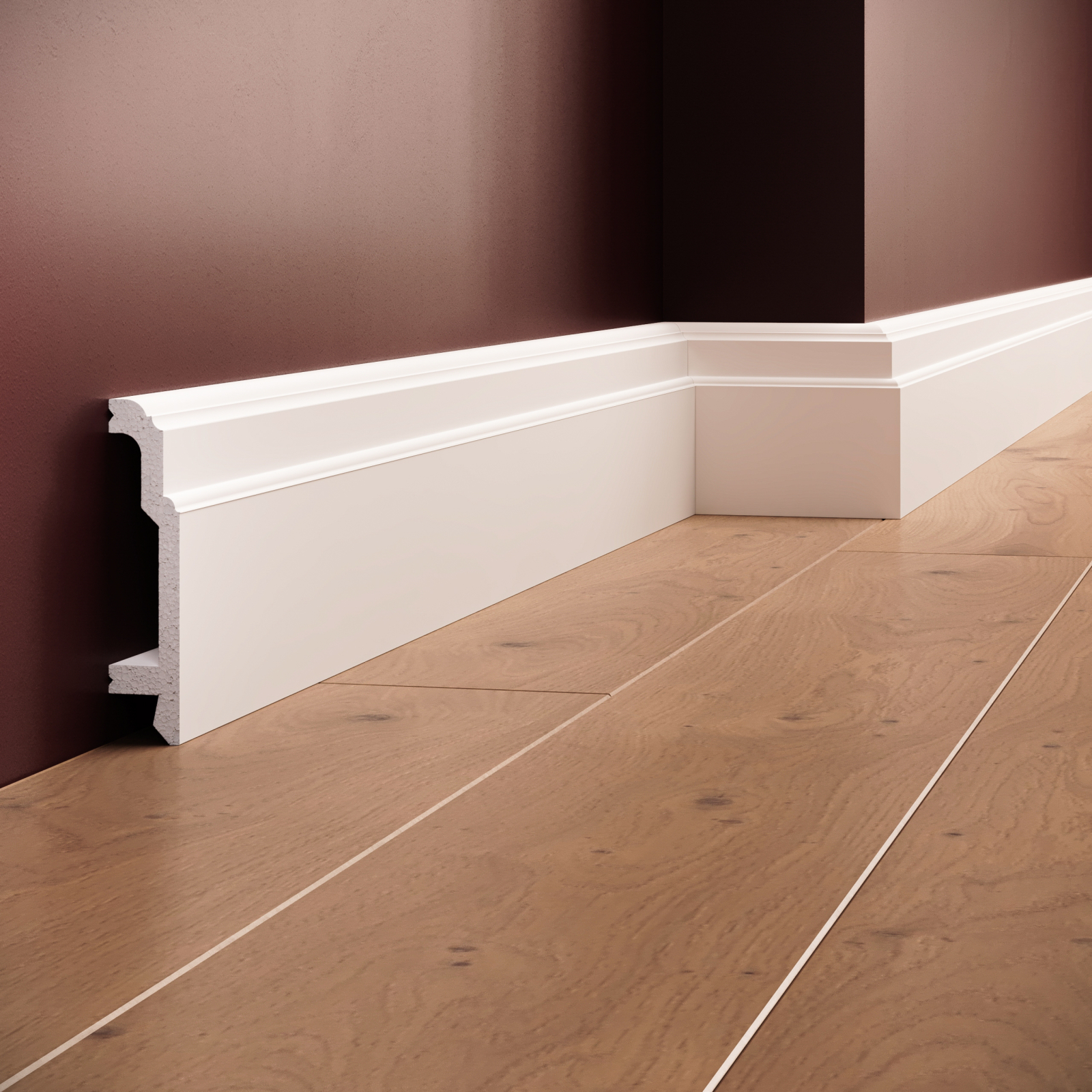 Plinta decorativa din polimer rigid S10 - 10.5x2.3x200 cm