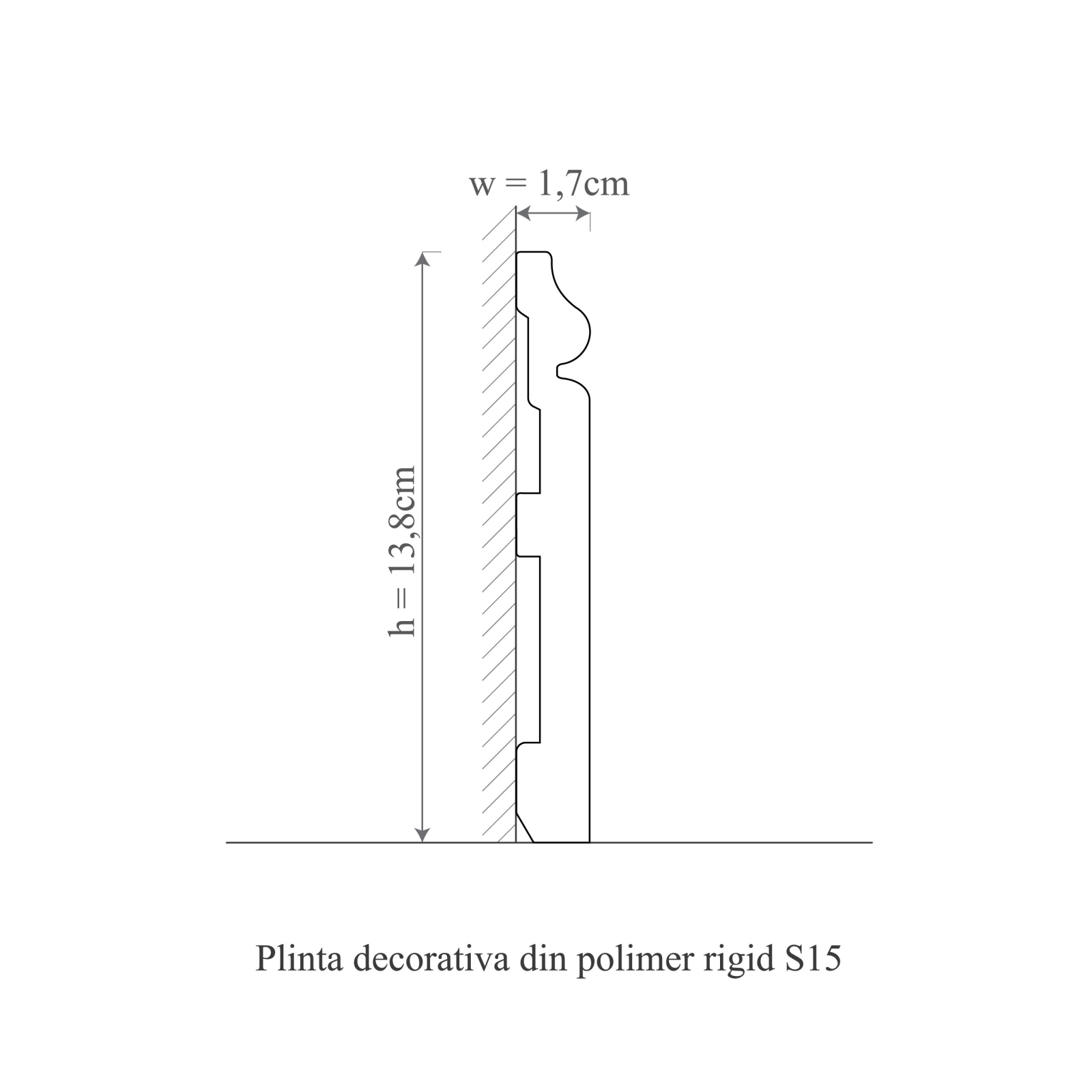 Plinta decorativa din polimer rigid S15 - 13.8x1.7x200 cm