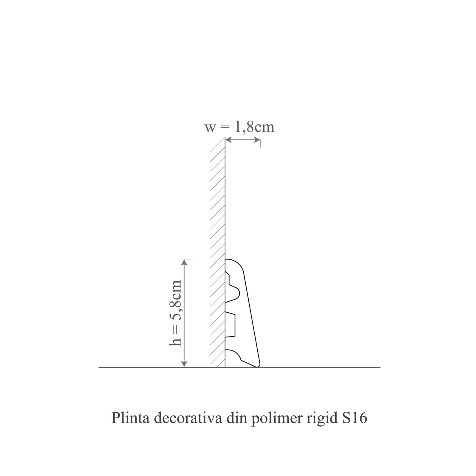 Plinta decorativa din polimer rigid S16 - 5.8x1.8x200 cm