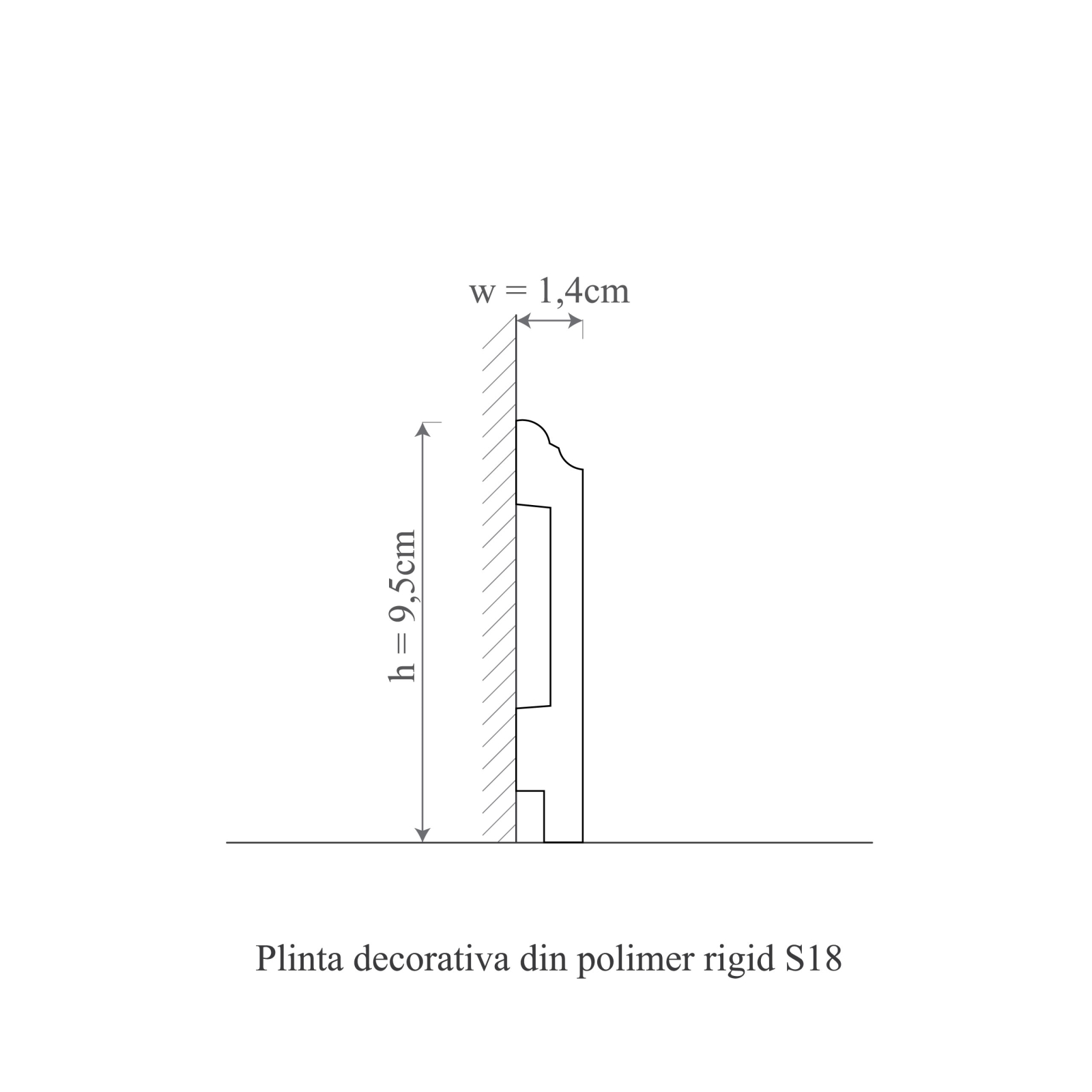 Plinta decorativa din polimer rigid S18 - 9.5x1.4x200 cm