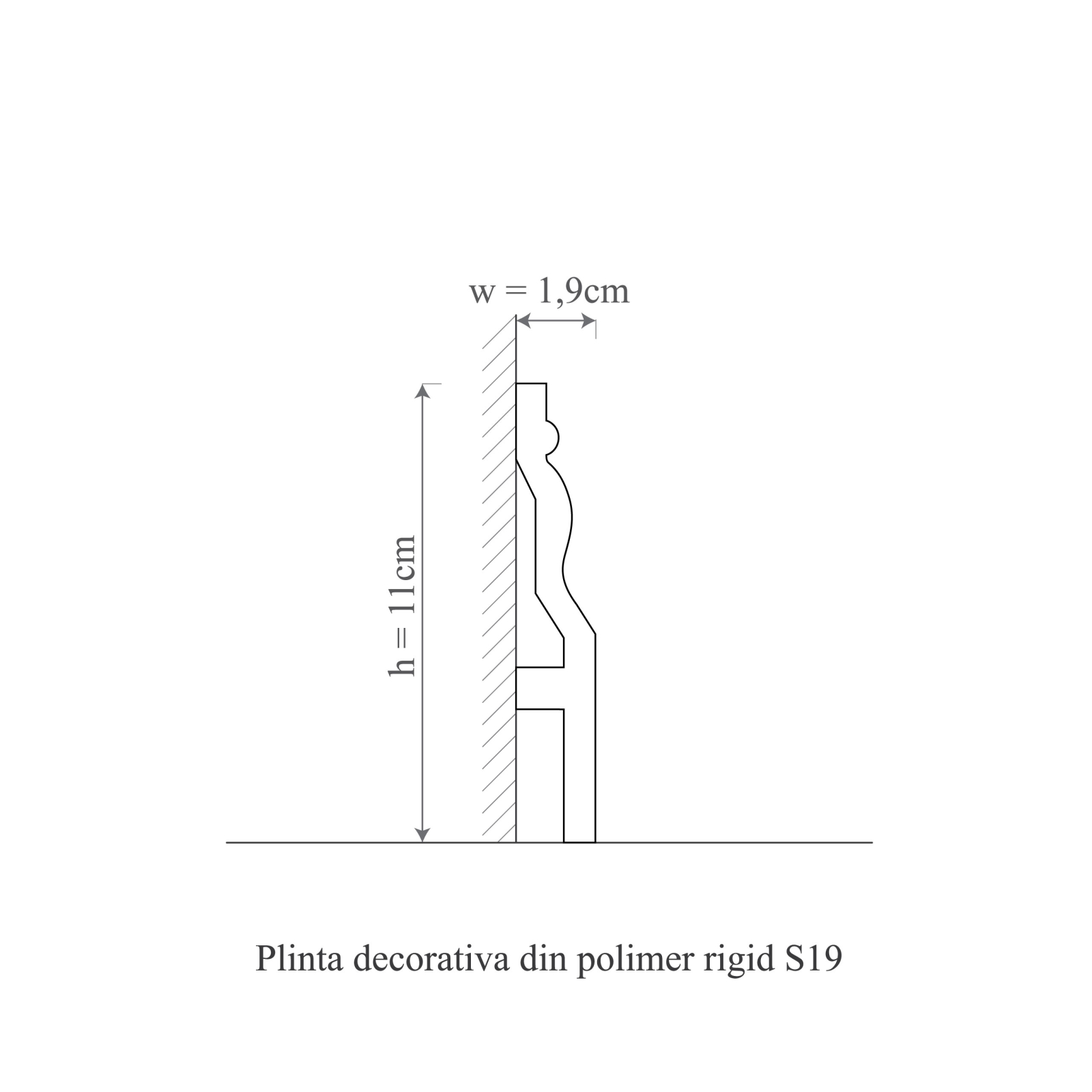 Plinta decorativa din polimer rigid S19 - 11x1.9x200 cm