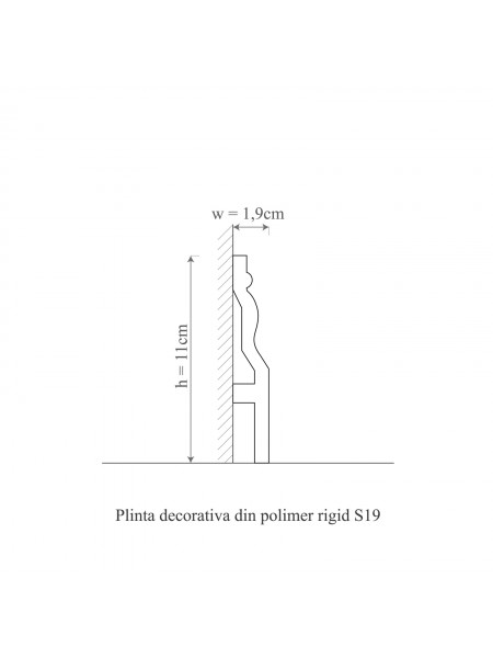 Plinta decorativa din polimer rigid S19 - 11x1.9x200 cm