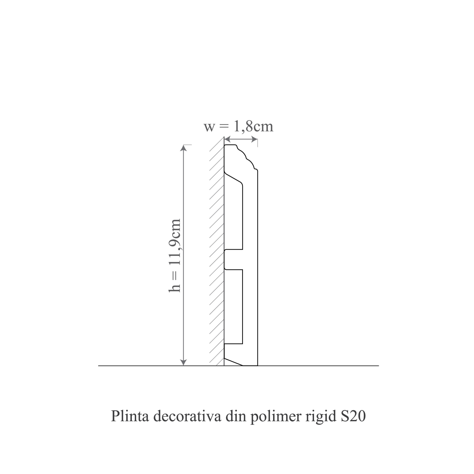 Plinta decorativa din polimer rigid S20 - 11.9x1.8x200 cm