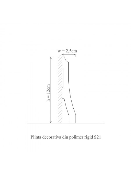 Plinta decorativa din polimer rigid S21 - 12x2.5x200 cm