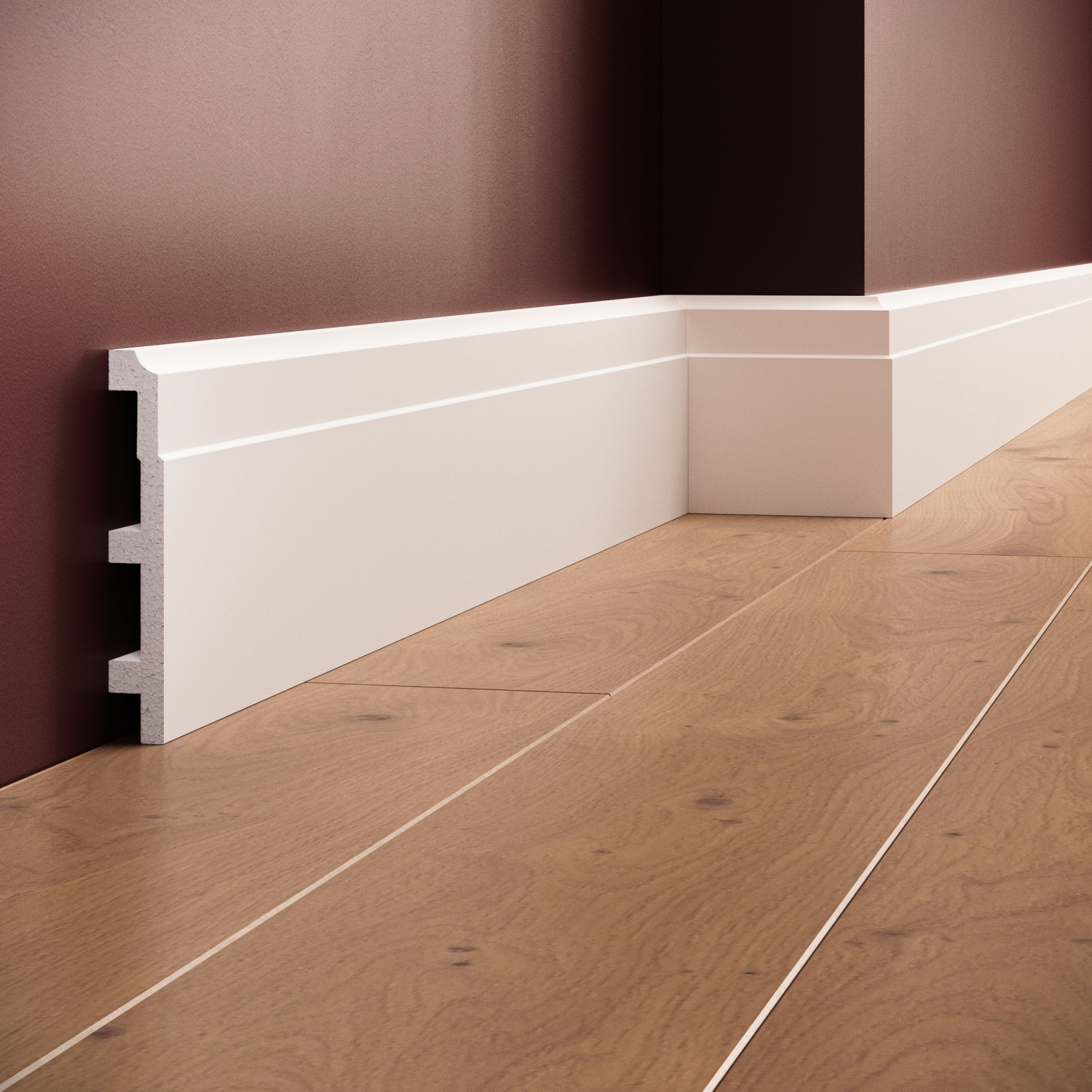 Plinta decorativa din polimer rigid S22 - 12x1.8x200 cm