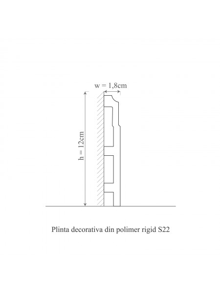 Plinta decorativa din polimer rigid S22 - 12x1.8x200 cm