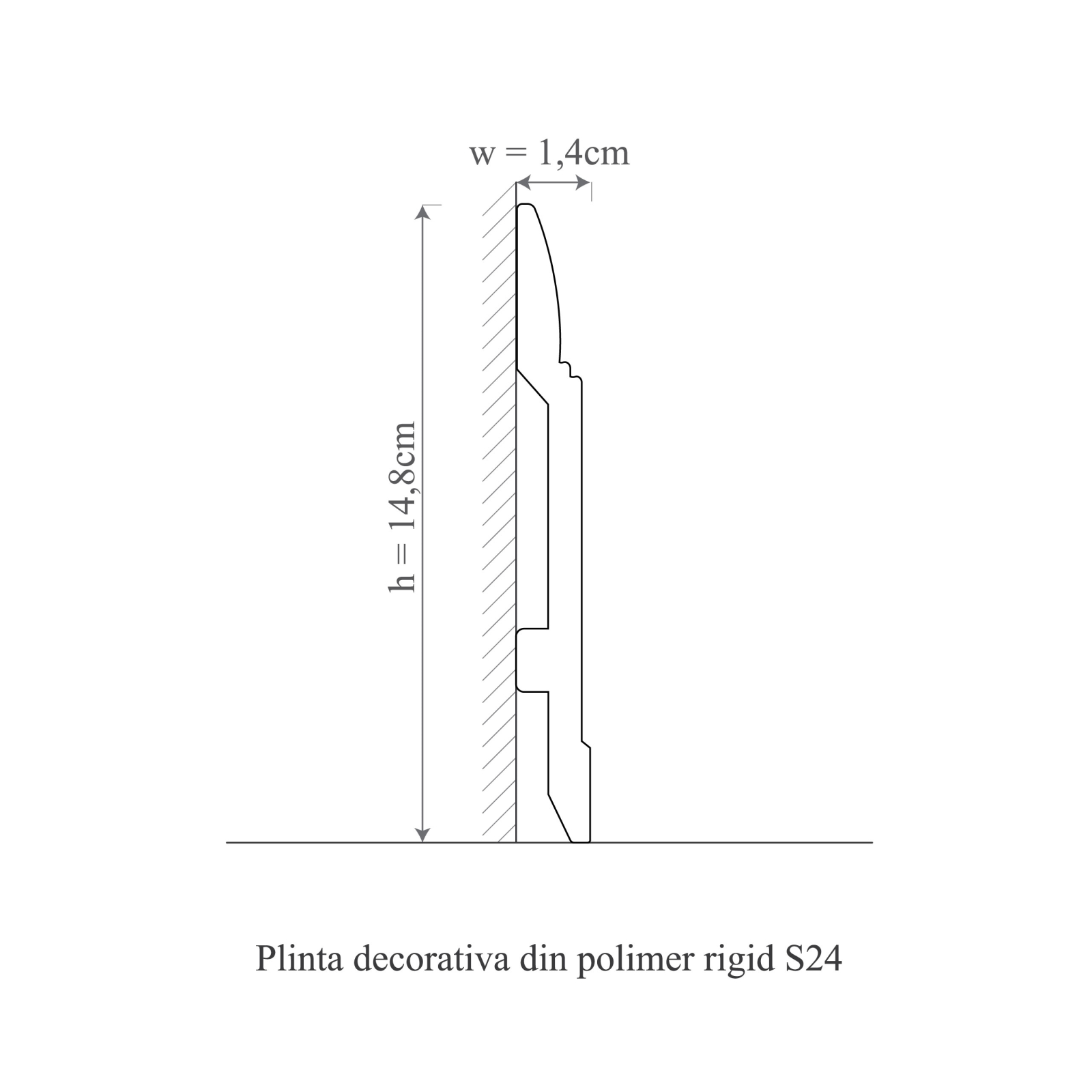 Plinta decorativa din polimer rigid S24 - 14.8x1.4x200 cm