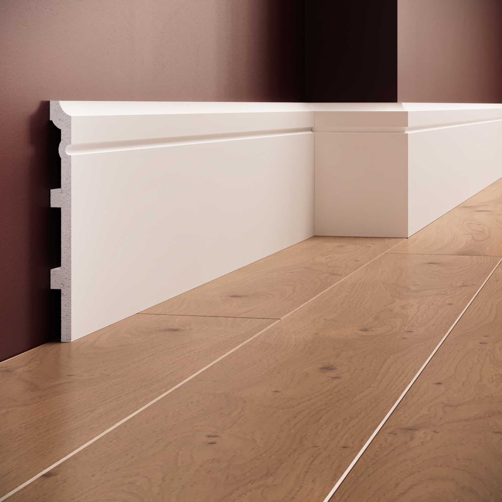 Plinta decorativa din polimer rigid S25 - 16x1.5x200 cm