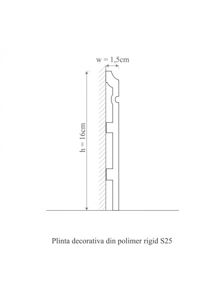 Plinta decorativa din polimer rigid S25 - 16x1.5x200 cm