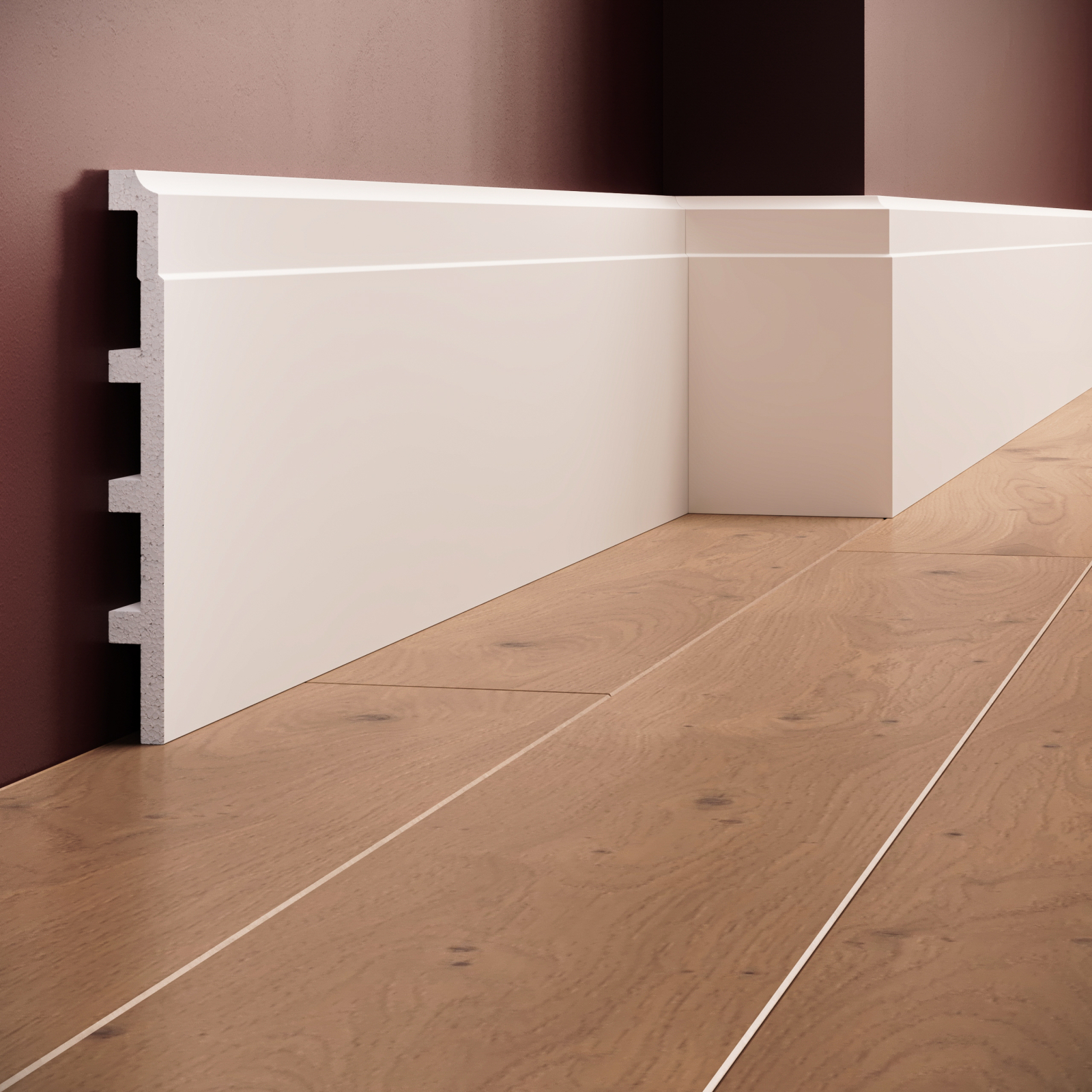 Plinta decorativa din polimer rigid S26 - 17.5x1.8x200 cm