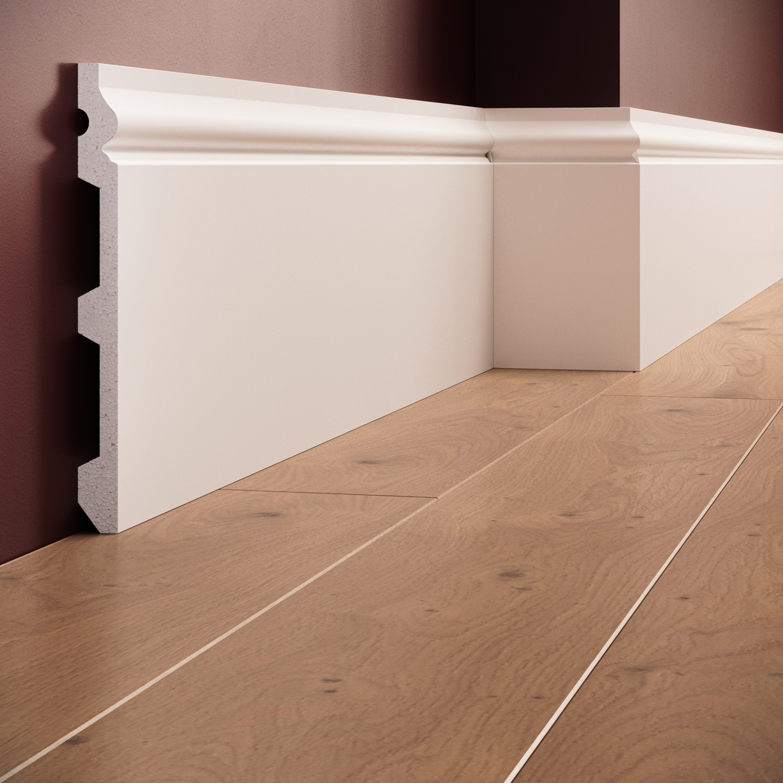 Plinta decorativa din polimer rigid S27 - 20x1.8x200 cm