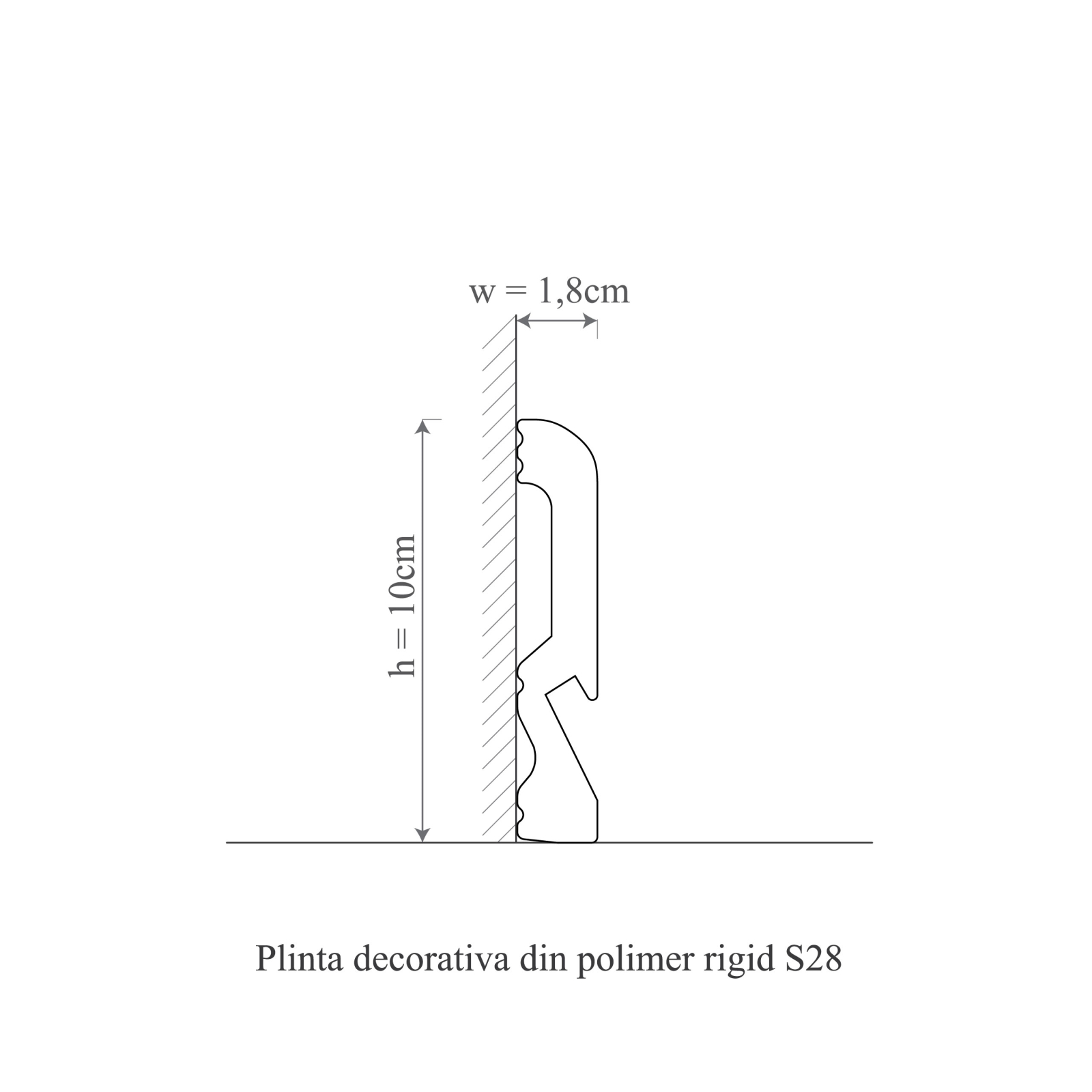 Plinta decorativa din polimer rigid S28 - 10x1.8x240 cm