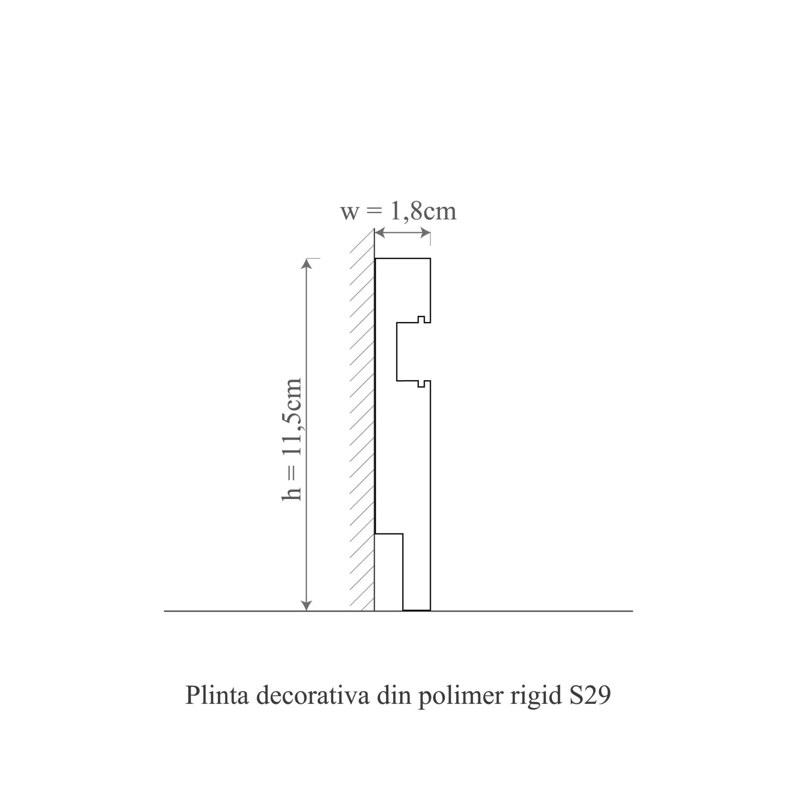 Plinta decorativa din polimer rigid S29 - 11.5x1.8x240 cm