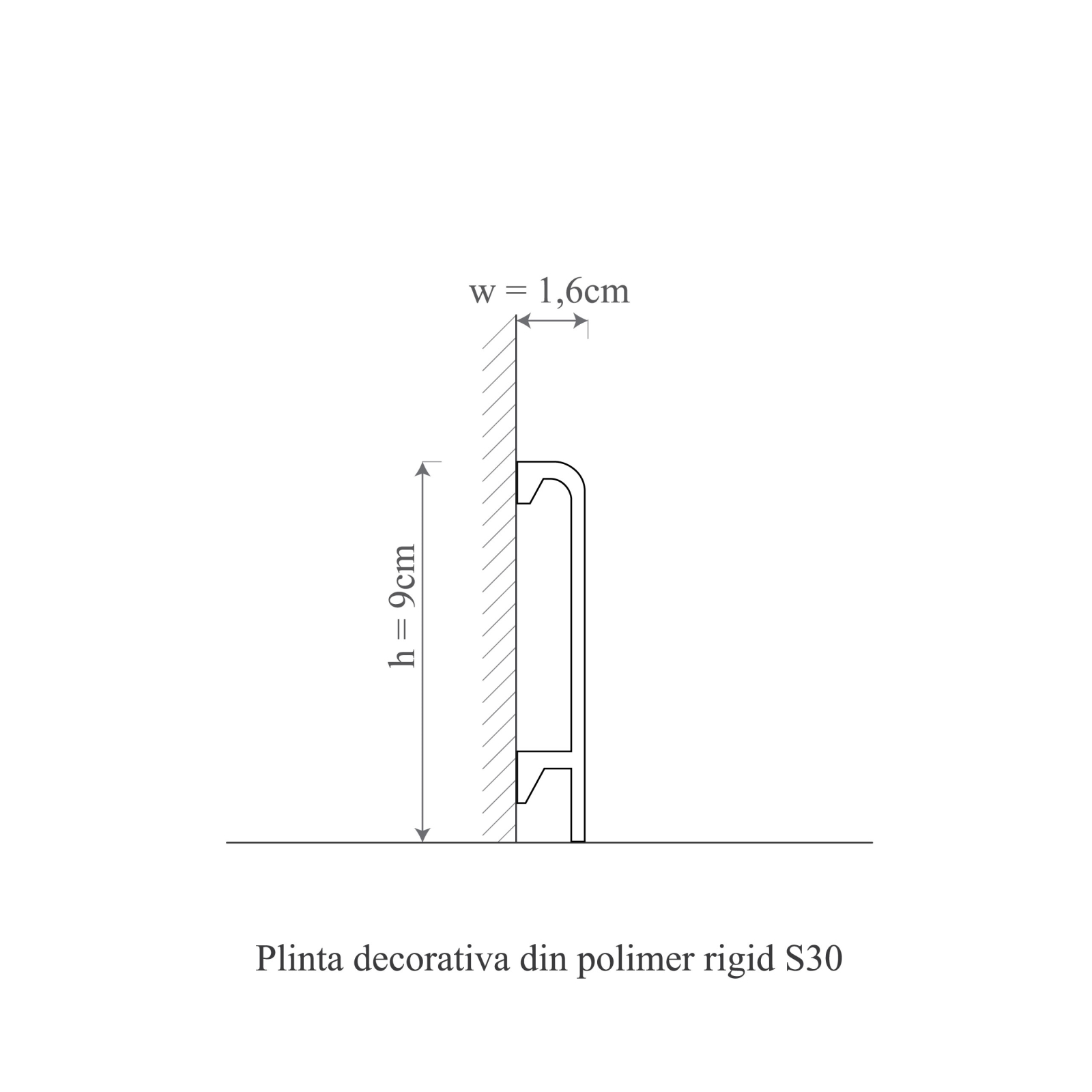 Plinta decorativa din polimer rigid S30 - 9x1.6x200 cm