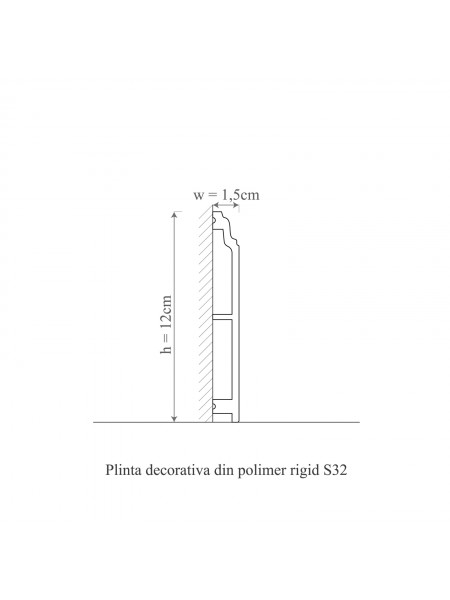 Plinta decorativa din polimer rigid S32 - 12x1.5x200 cm