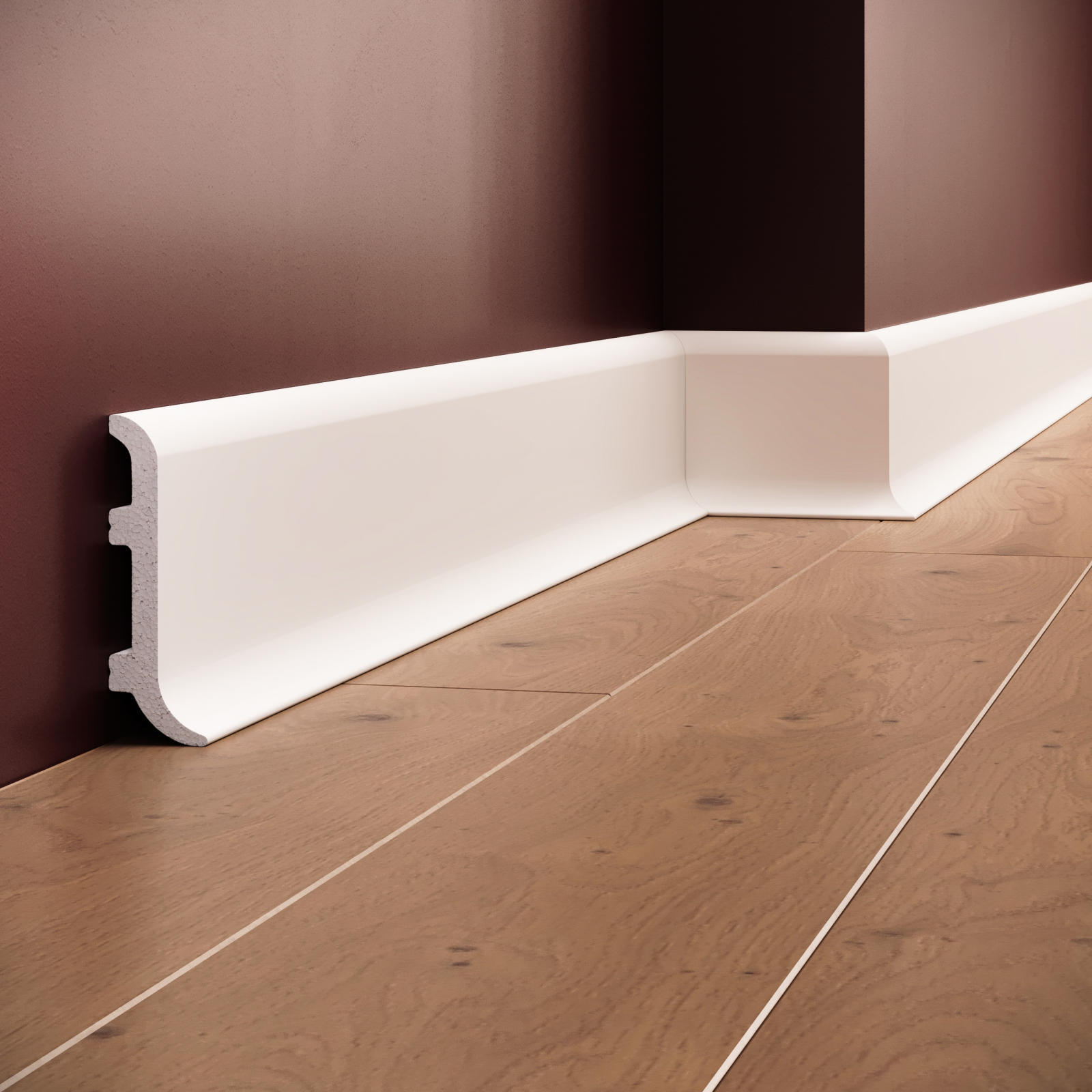 Plinta decorativa din polimer rigid S36 - 10x3.2x200 cm