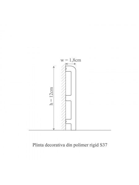 Plinta decorativa din polimer rigid S37 - 12x1.8x200 cm
