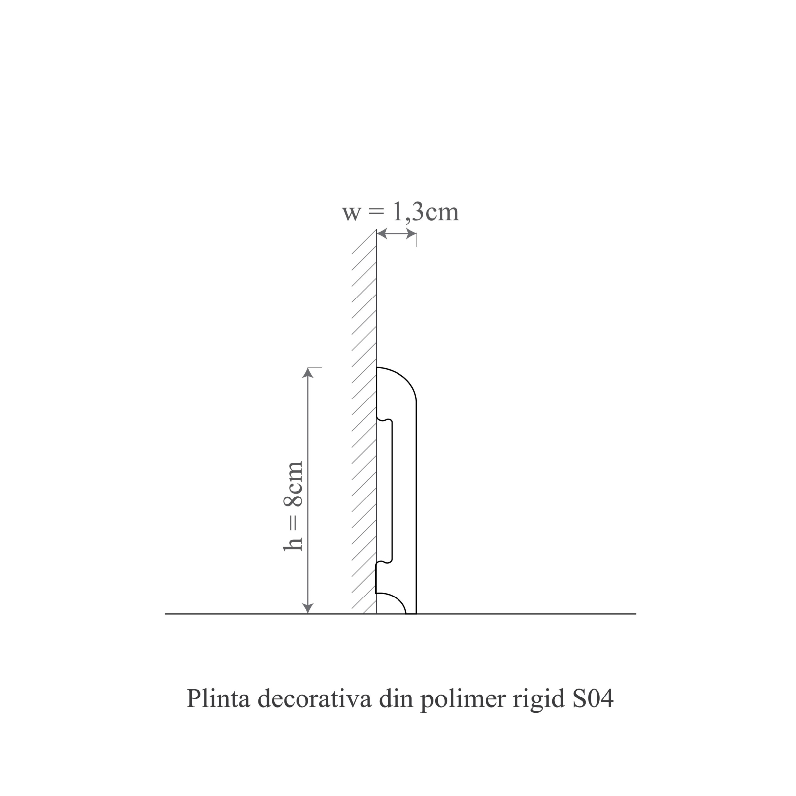 Plinta decorativa din polimer rigid S4 - 8x1.3x200 cm