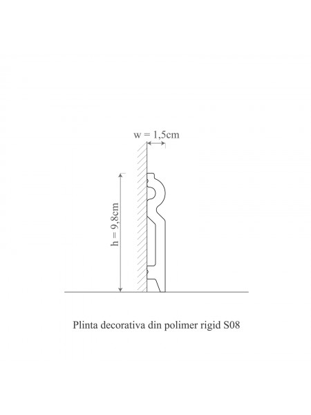 Plinta decorativa din polimer rigid S8 - 9.8x1.5x200 cm
