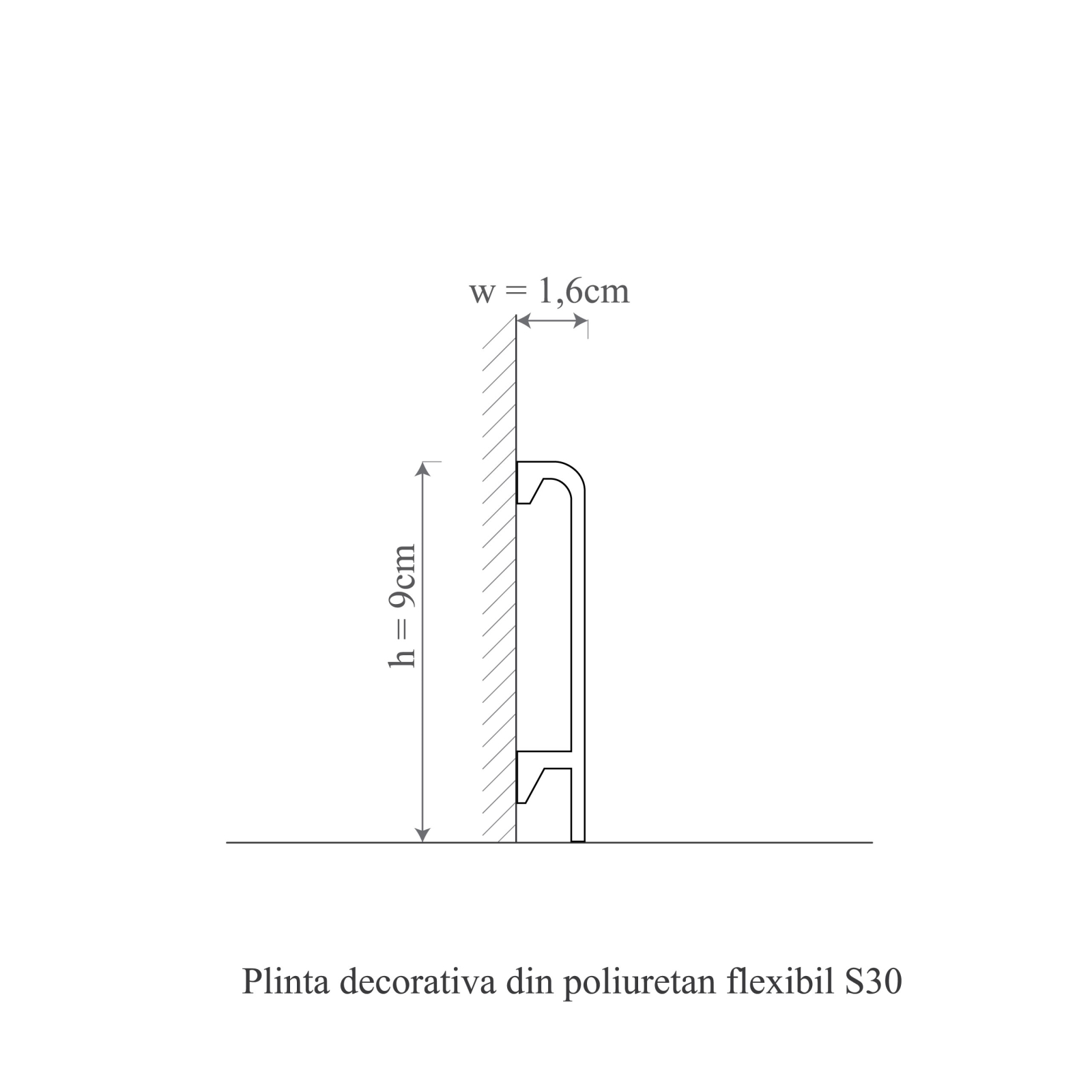 Plinta decorativa din poliuretan flexibil S30F - 9x1.6x200 cm
