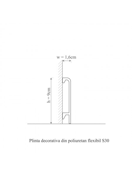 Plinta decorativa din poliuretan flexibil S30F - 9x1.6x200 cm