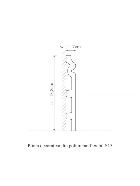 Plinta flexibila din poliuretan S15 - 14x1.8x200 cm