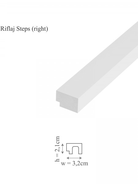 Profil dreapta riflaj decorativ, Steps R, 3.2x2.1x250 cm
